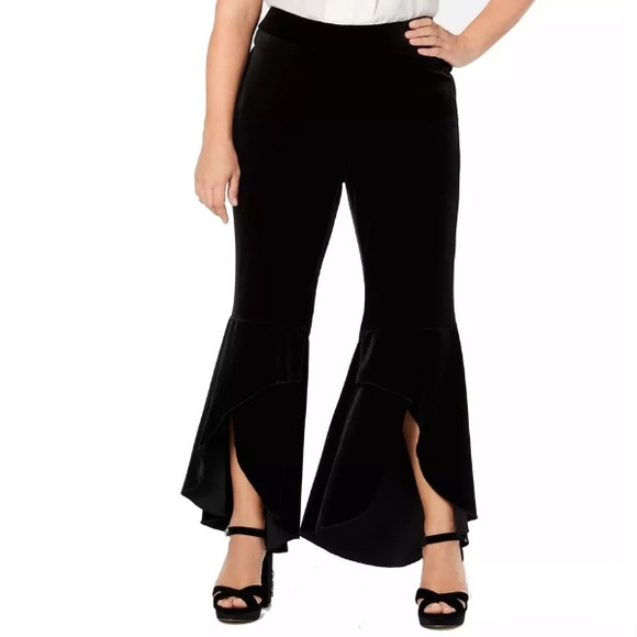 plus size ruffle hem pants